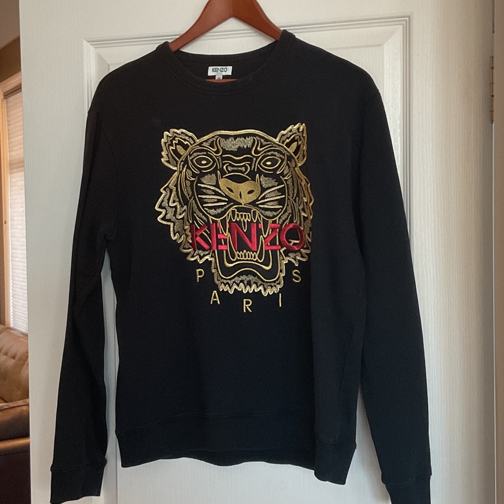 Kenzo Black Sweatshirt with Gold and Red Tiger Design